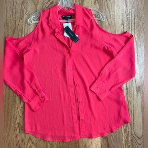 Banana Republic pink long sleeve blouse with shoulder cut-outs. NEVER WORN!